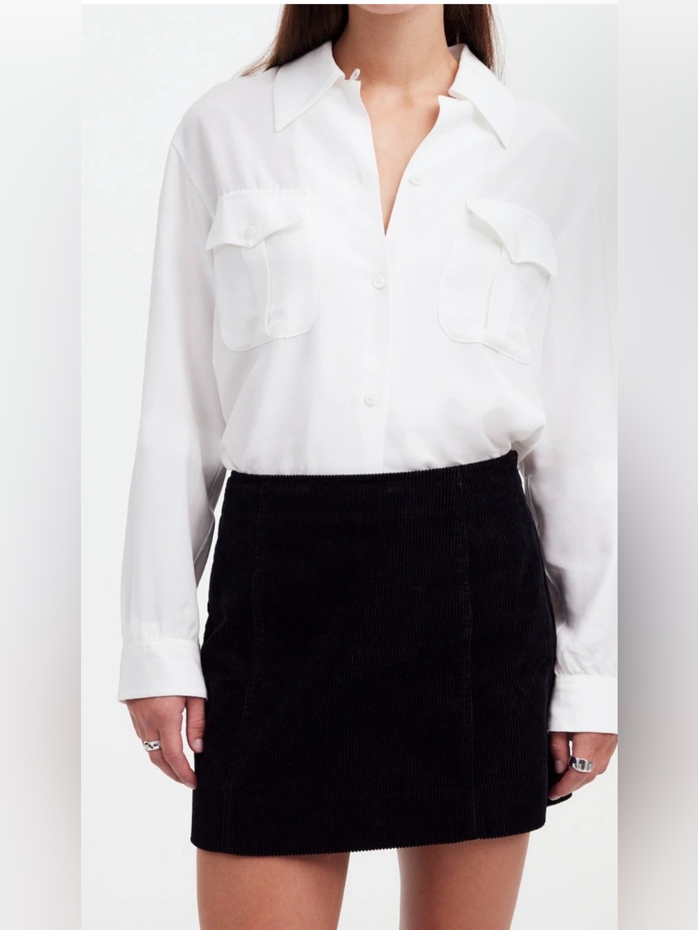 NWT Wenrine Black Lightweight Micro Cord Mini Skirt XL High Waist Lined